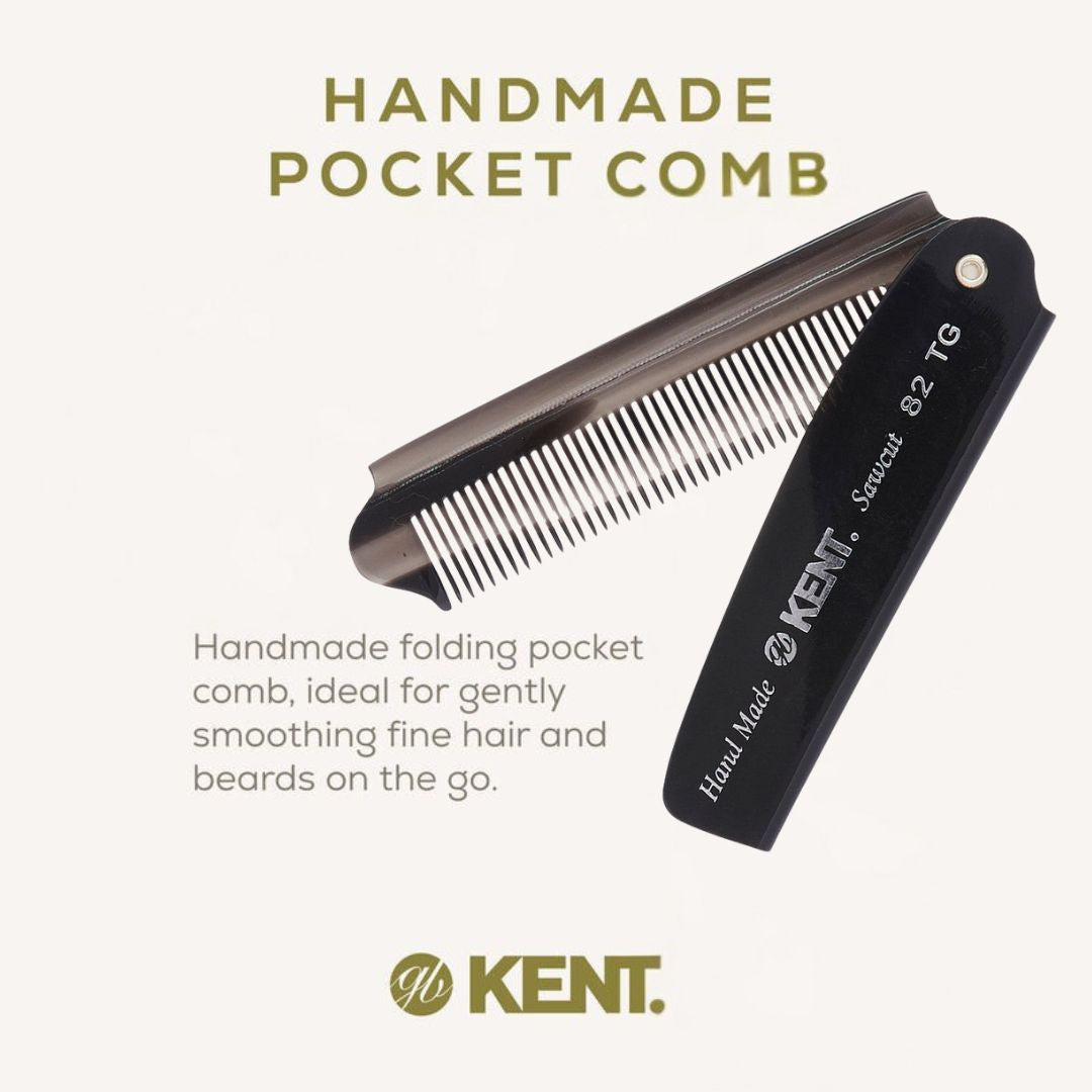 KENT 82T: Handmade 190mm Folding Comb Fine Hair