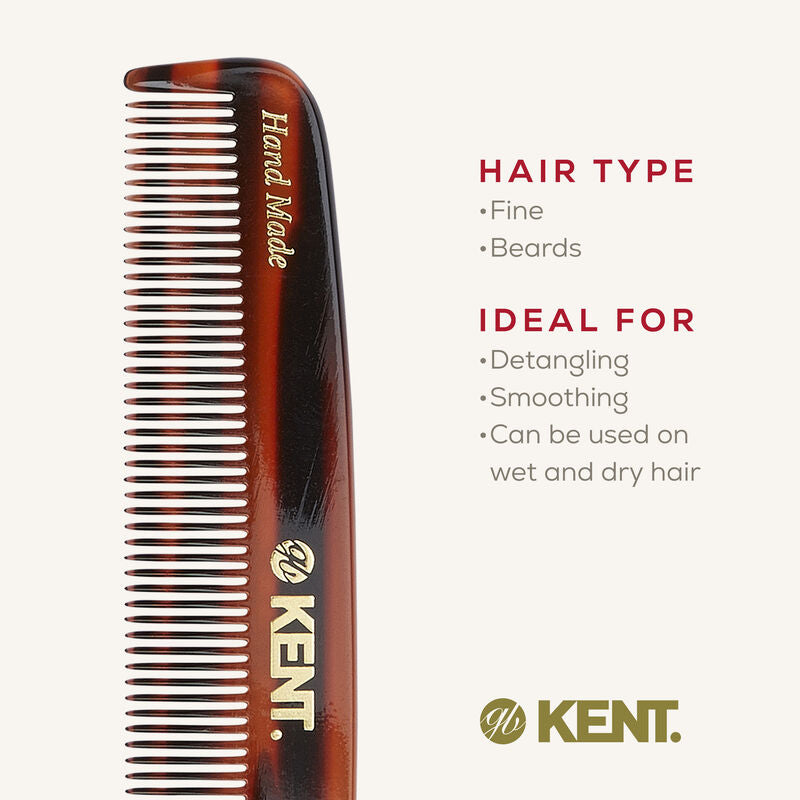 KENT 7T: Handmade 136mm Pocket Comb – Fine & Thinning Hair