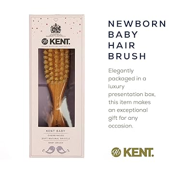 KENT BA10: Finest Soft Pure White Bristle Cherrywood Baby Brush