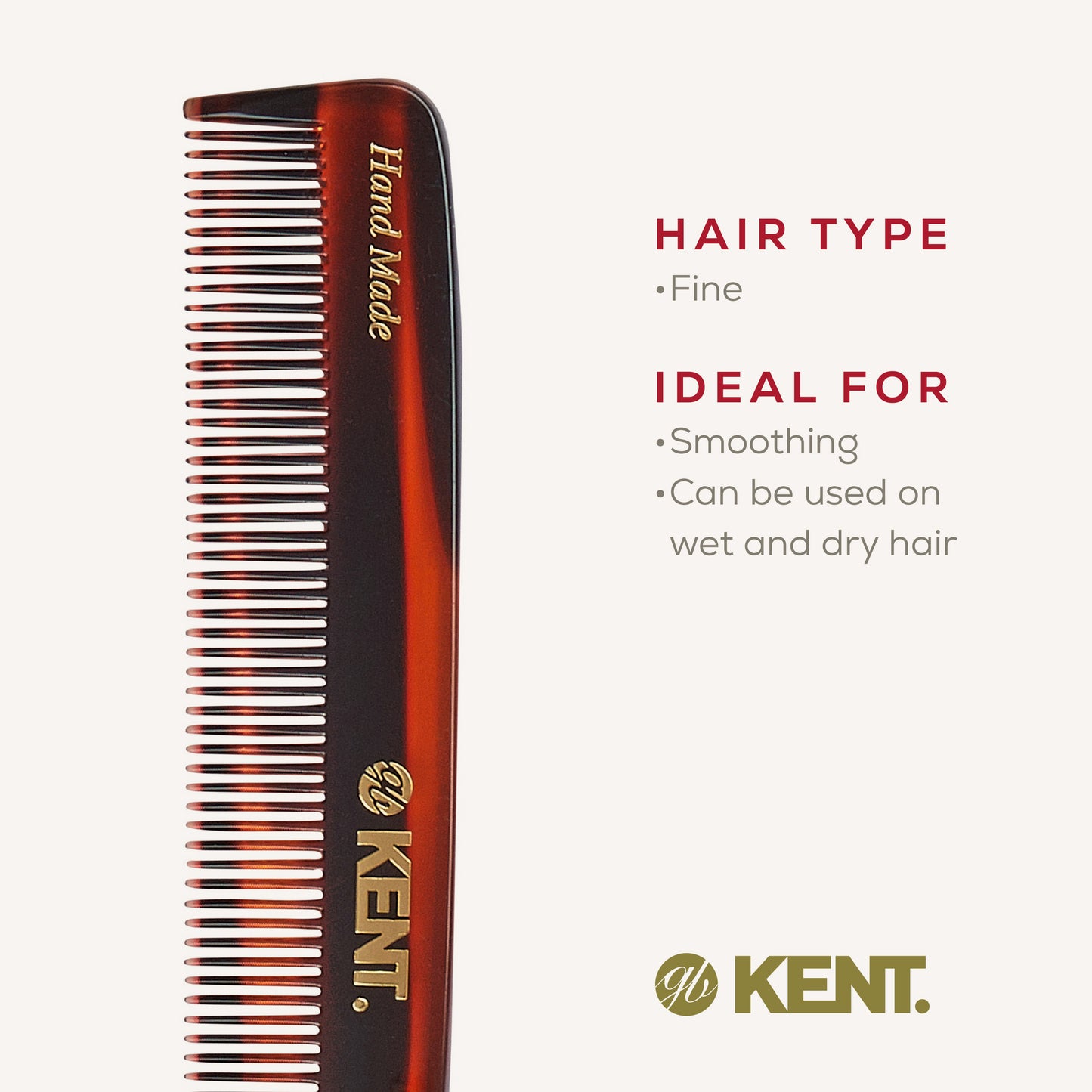 KENT F3T: Handmade 160mm Dressing Comb – All Fine Teeth for Fine Hair