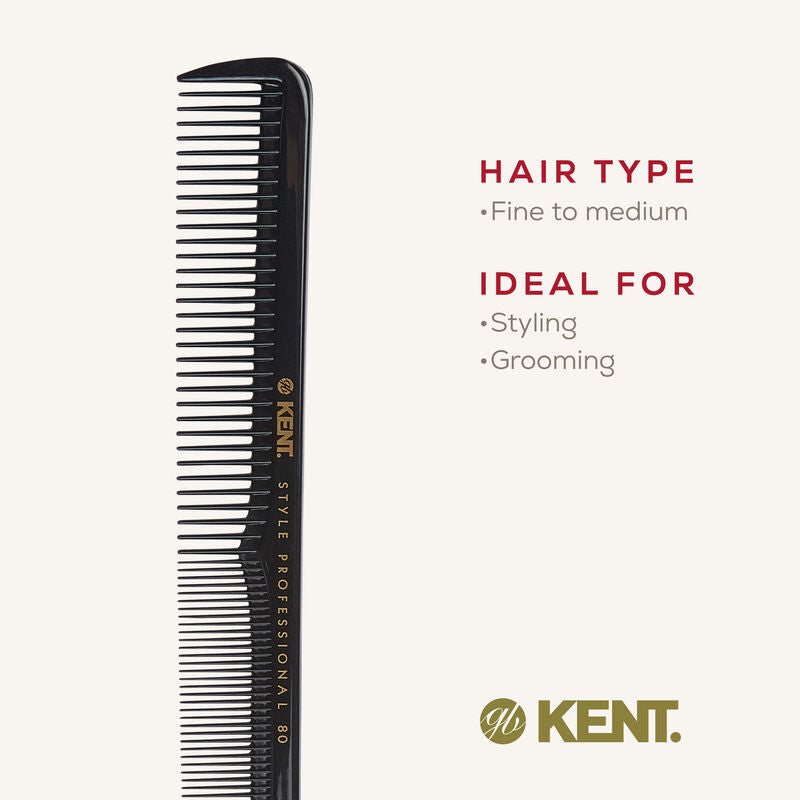 KENT SPC80 Cutting Comb 180mm | หวีตัดผม ซี่หยาบ-ละเอียด สำหรับผมบางถึงปานกลาง