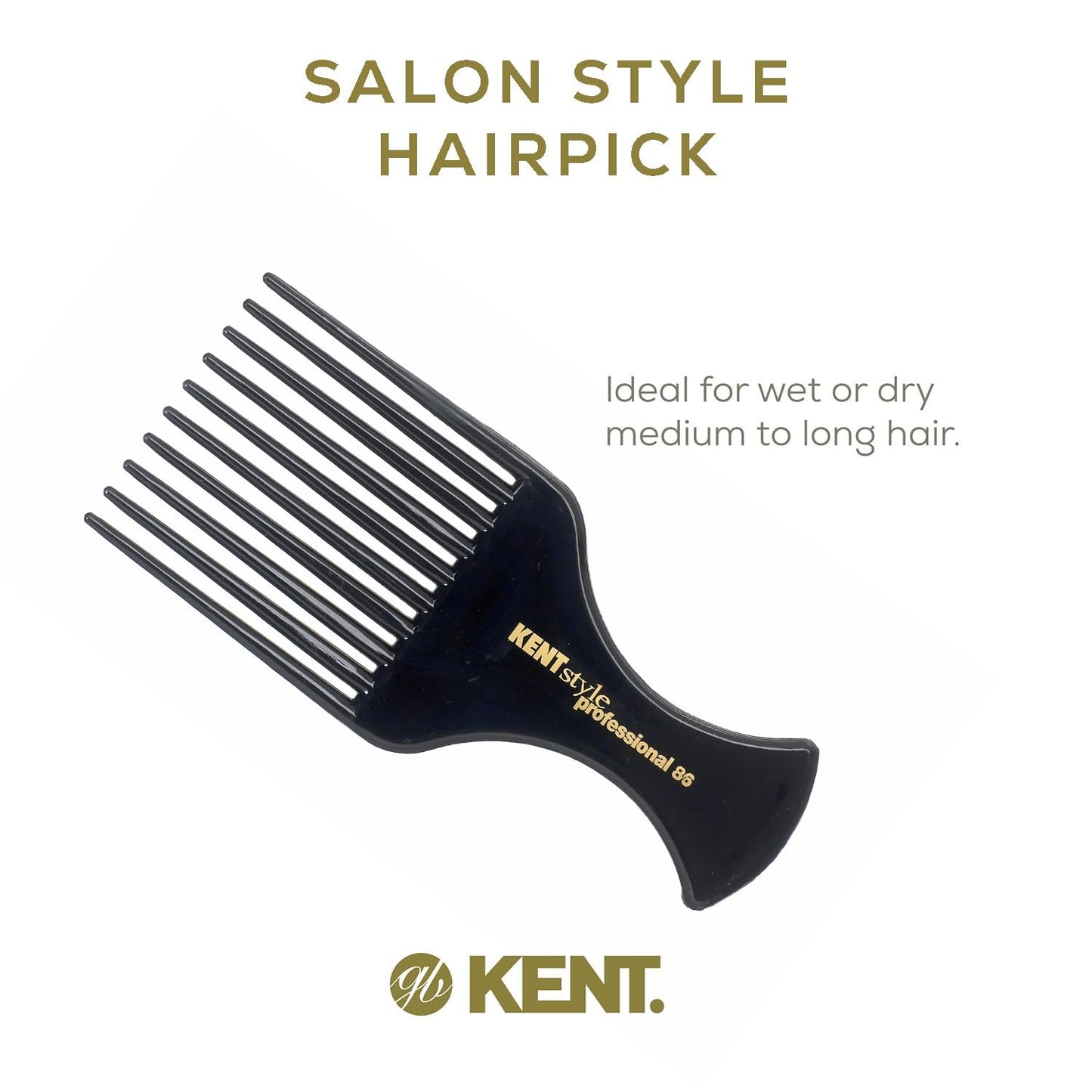 KENT SPC86 หวี 10 Pronged Afro Comb | Style Professional Comb สำหรับผมหยักศกและผมหนา