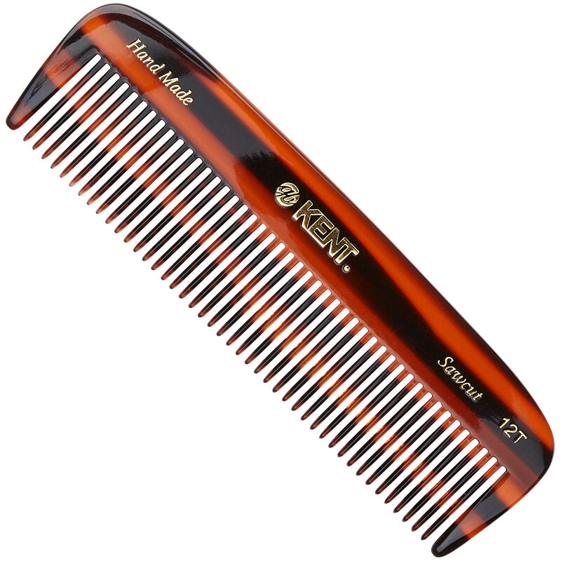 KENT 12T: Handmade 139mm Pocket Comb – All Coarse Teeth for Thick Hair