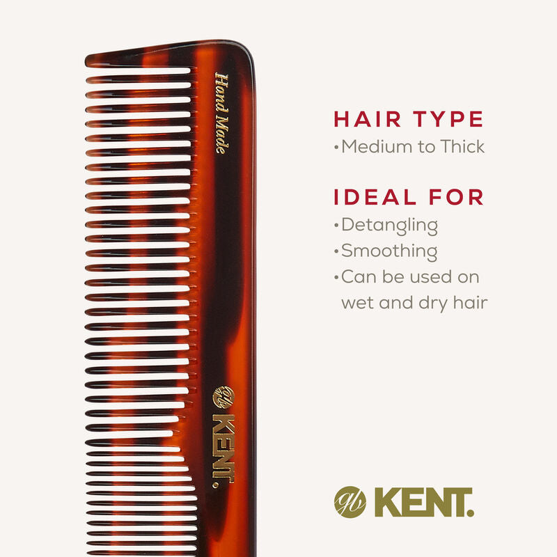 KENT 16T: Handmade 185mm Dressing Table Comb – Thick/Fine Hair