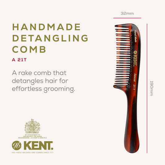 KENT 21T: Handmade 190mm Detangling Comb