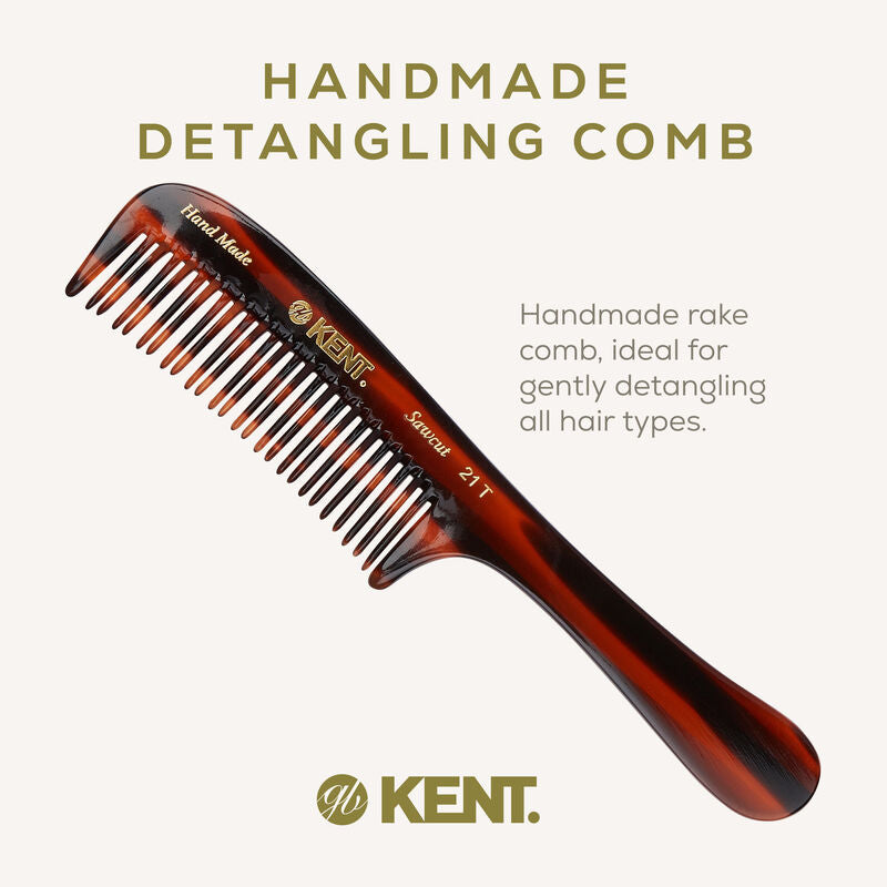 KENT 21T หวีสาง Handmade Detangling Comb ซี่สลับ สำหรับผมพันกัน