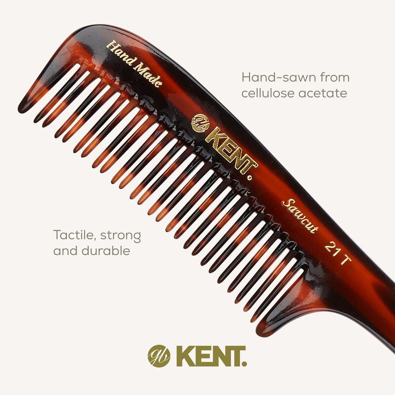 KENT 21T หวีสาง Handmade Detangling Comb ซี่สลับ สำหรับผมพันกัน