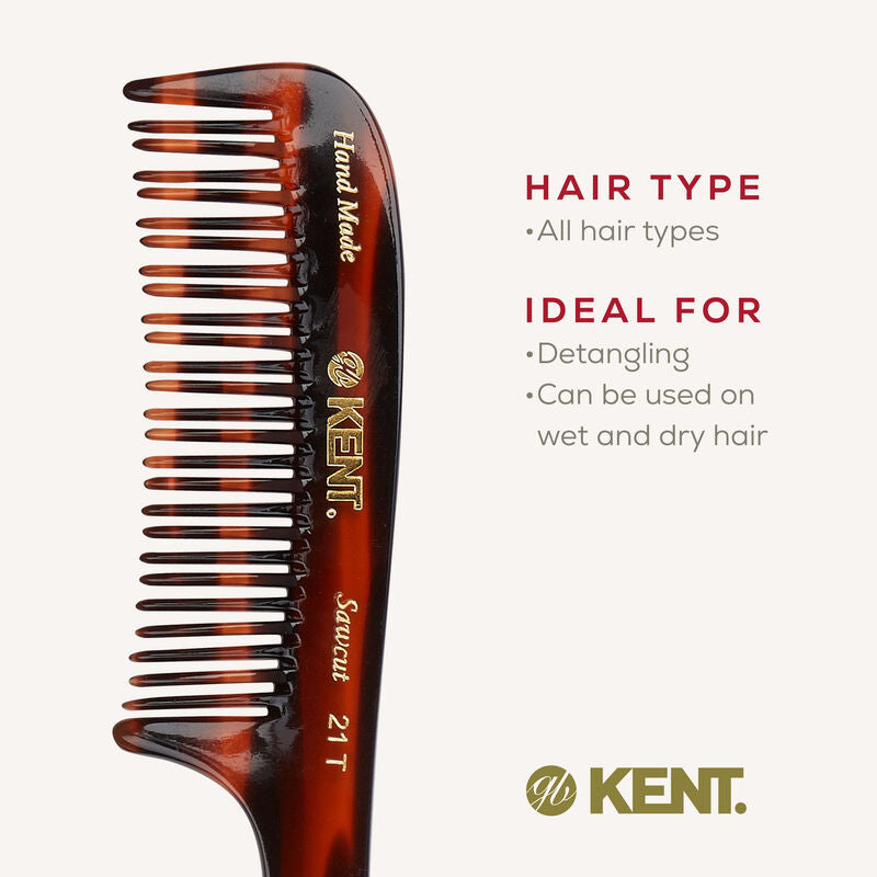 KENT 21T: Handmade 190mm Detangling Comb