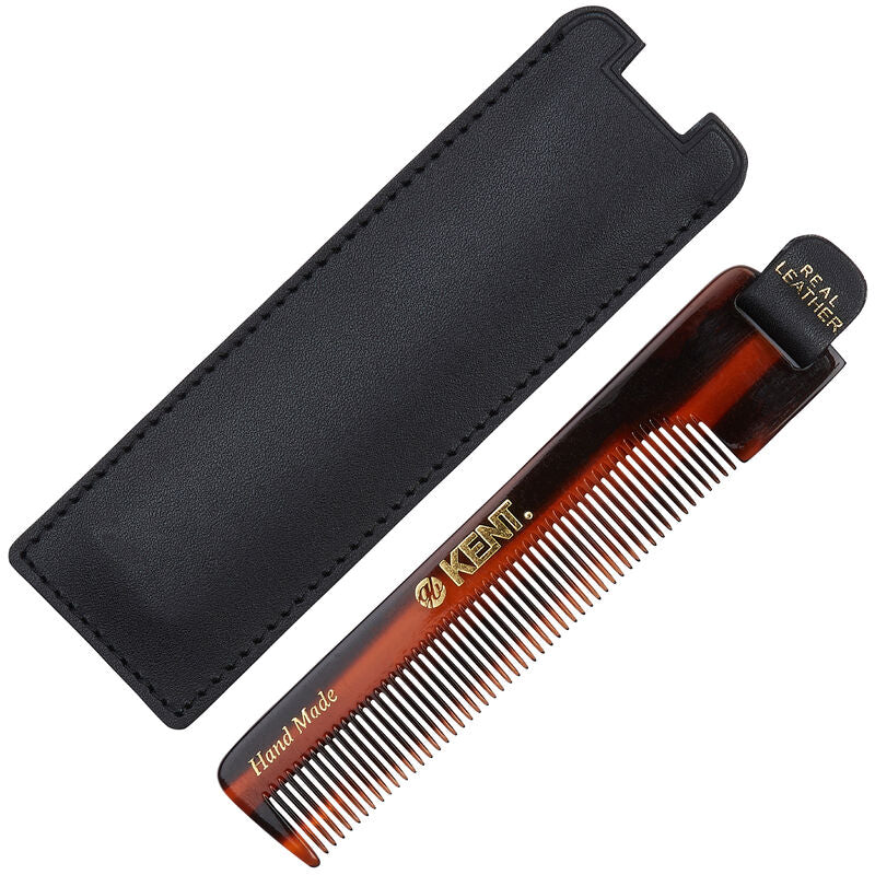 KENT NU22 Handmade Pocket Comb 112mm with Leather Case | หวีพกแฮนด์เมดพร้อมซองหนังแท้
