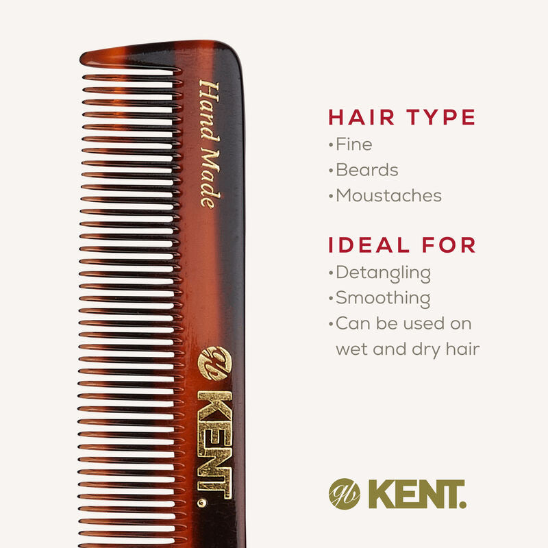 KENT NU22 Handmade Pocket Comb 112mm with Leather Case | หวีพกแฮนด์เมดพร้อมซองหนังแท้