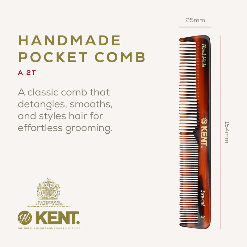 KENT 2T Handmade Pocket Comb 154mm