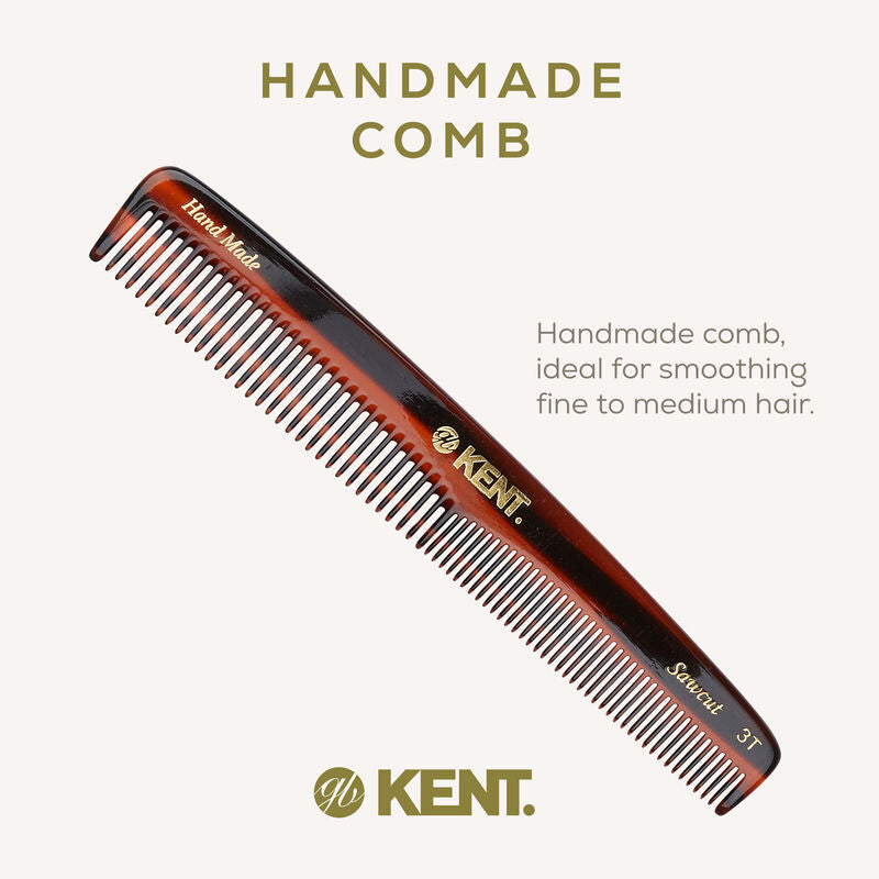 KENT 3T Handmade Dressing Comb 167mm Thick/Fine Hair