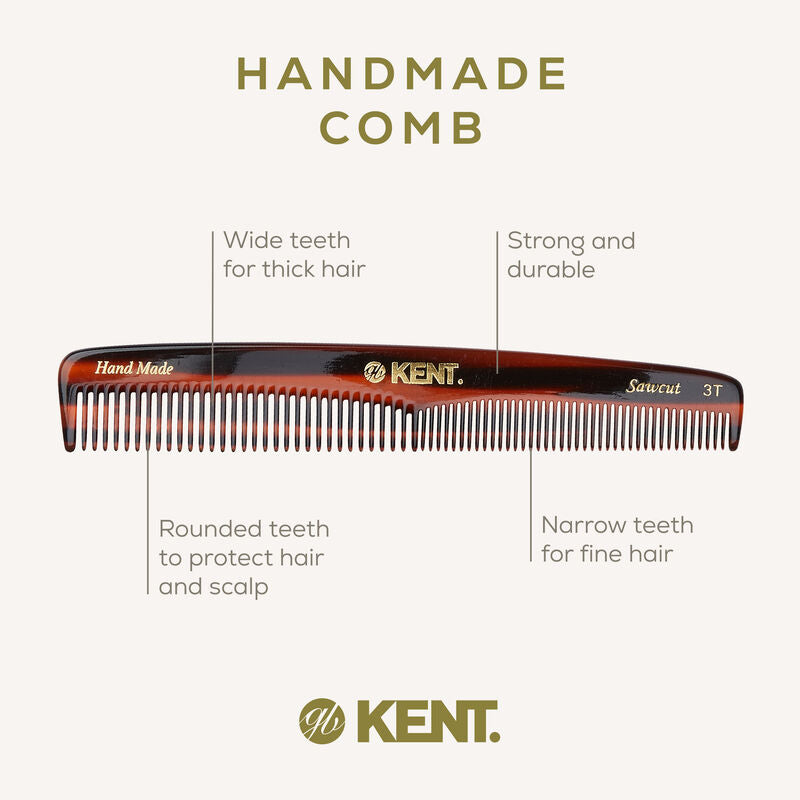 KENT 3T Handmade Dressing Comb 167mm Thick/Fine Hair