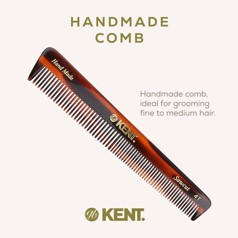 KENT 4T: Handmade 150mm General Grooming Comb Thick/Fine Hair