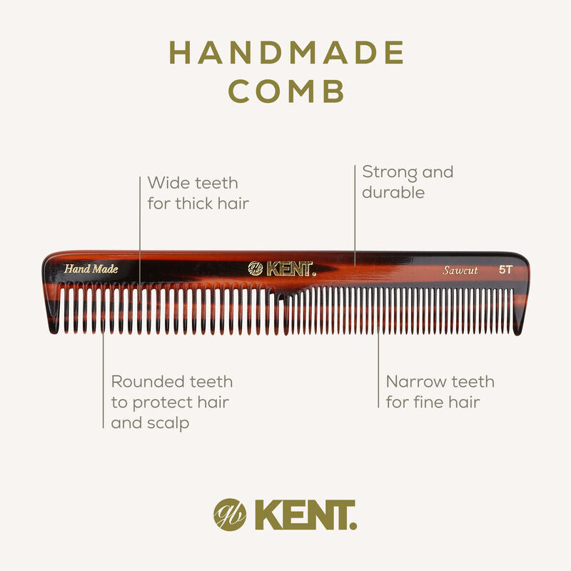 KENT 5T: Handmade 169mm Dressing Table Comb Medium/Thick Hair