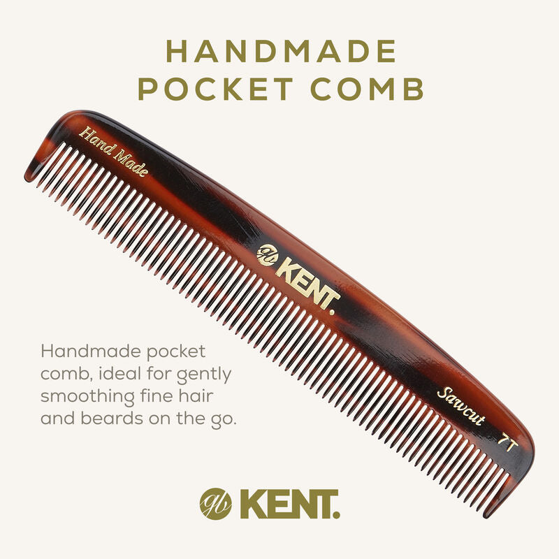 KENT 7T: Handmade 136mm Pocket Comb – Fine & Thinning Hair