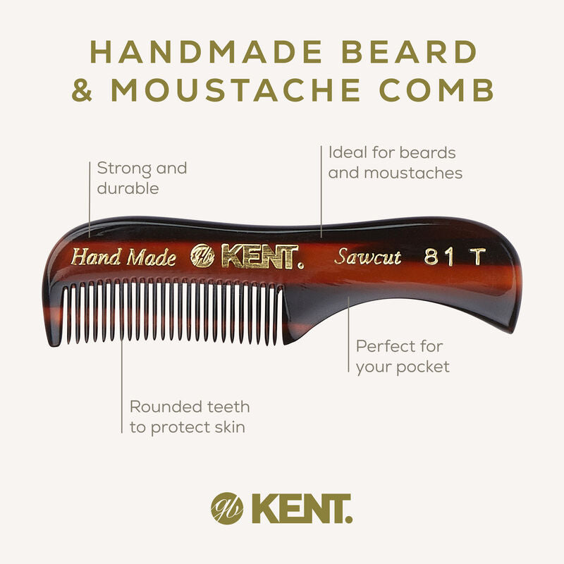 KENT 81T: Handmade 73mm Beard and Moustache Comb