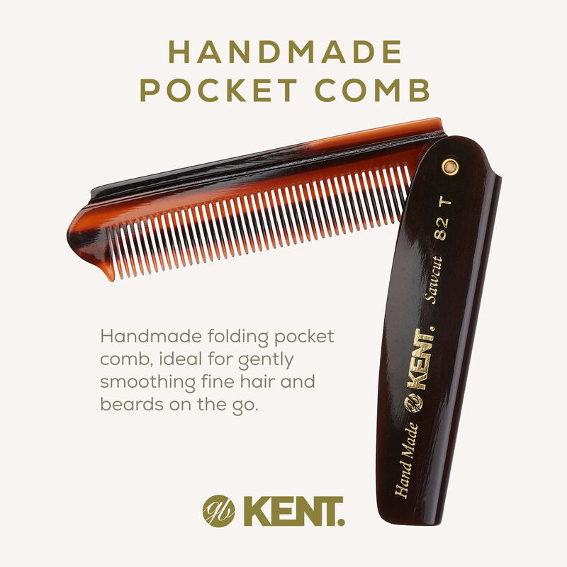 KENT 82T: Handmade 190mm Folding Comb Fine Hair