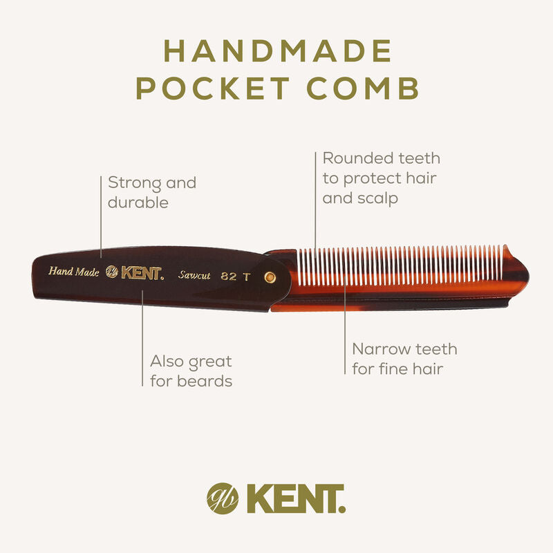 KENT 82T: Handmade 190mm Folding Comb Fine Hair