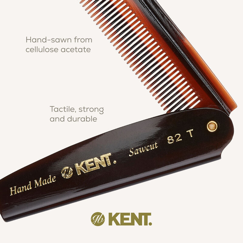 KENT 82T: Handmade 190mm Folding Comb Fine Hair