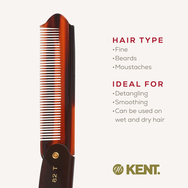 KENT 82T: Handmade 190mm Folding Comb Fine Hair