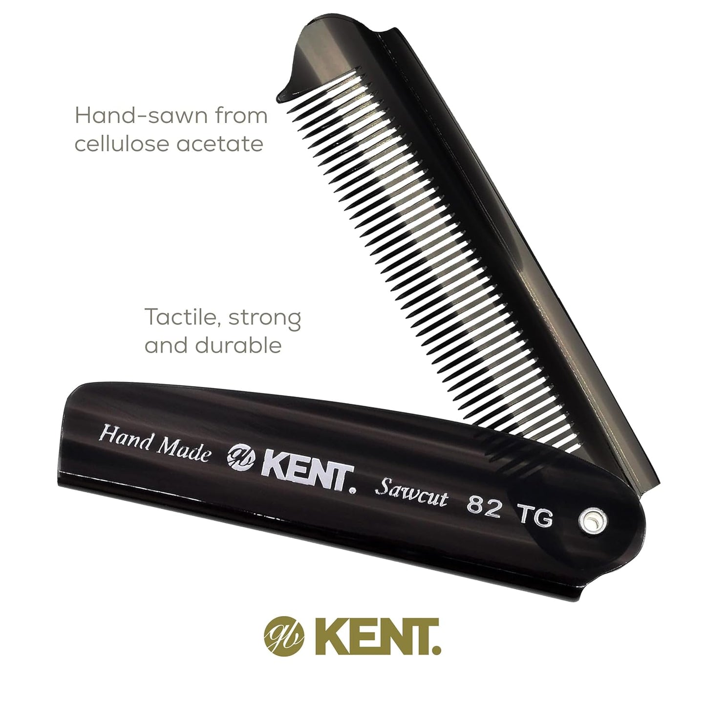 KENT 82T: Handmade 190mm Folding Comb Fine Hair