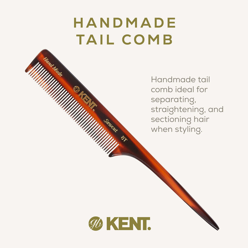 KENT 8T Handmade Tail Comb 190mm – Fine Tooth Side Part Comb | Made in England(Side Part) หวีแสก