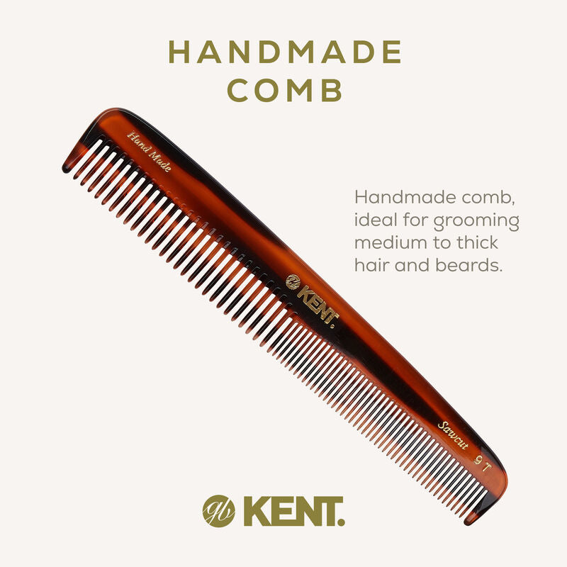 KENT 9T: Handmade 190mm Dressing Table Comb Thick/Fine Hair