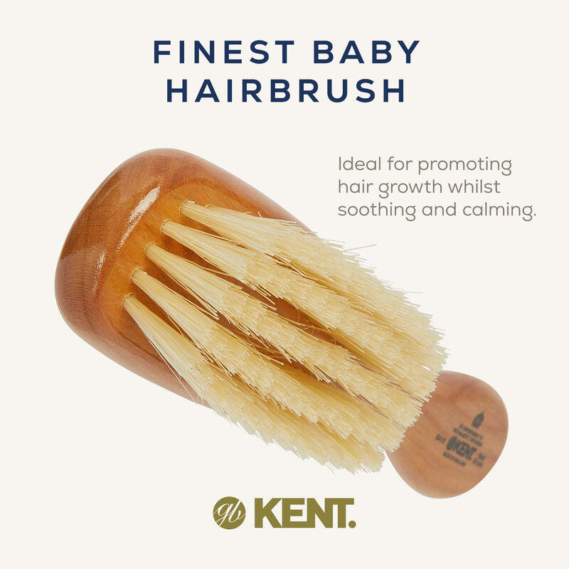 KENT BA10: Finest Soft Pure White Bristle Cherrywood Baby Brush