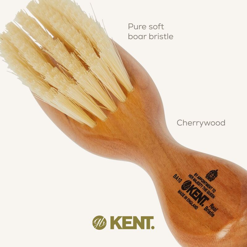 KENT BA10: Finest Soft Pure White Bristle Cherrywood Baby Brush