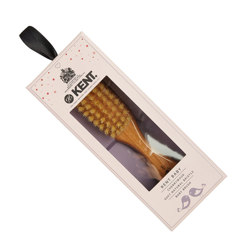 KENT BA10: Finest Soft Pure White Bristle Cherrywood Baby Brush