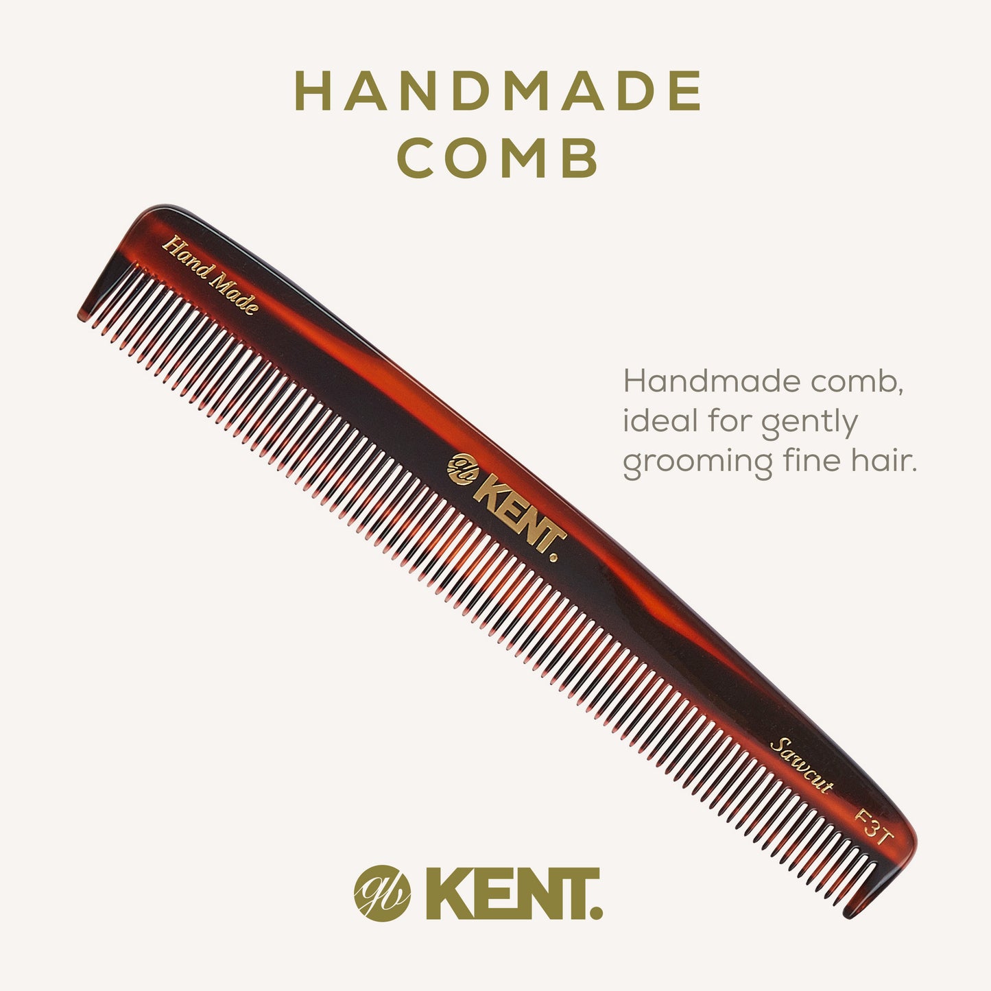 KENT F3T: Handmade 160mm Dressing Comb – All Fine Teeth for Fine Hair