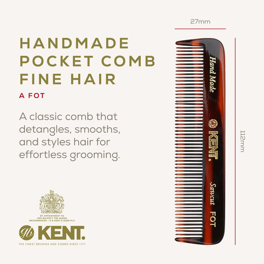 KENT FOT Handmade Pocket Comb 112mm | หวีพกแฮนด์เมด สำหรับผมบางและผมบางเบาบาง