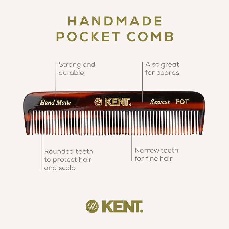 KENT FOT Handmade Pocket Comb 112mm | หวีพกแฮนด์เมด สำหรับผมบางและผมบางเบาบาง