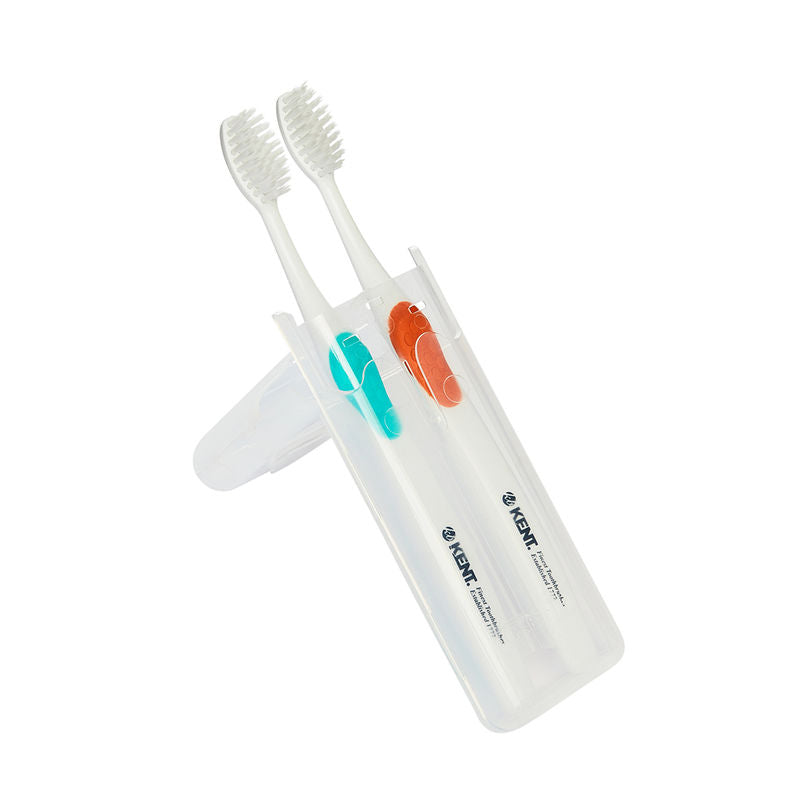 KENT Two Silver-infused Medium Toothbrushes in Travel Case พร้อมกล่องขาตั้ง