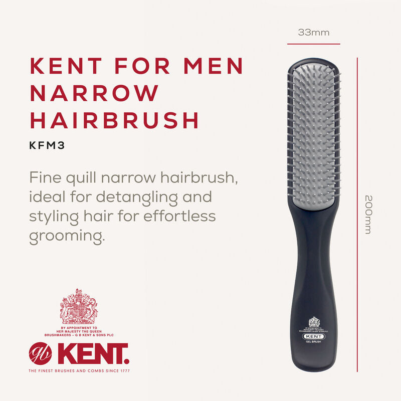 KENT KFM3 Kent For Men Narrow Hairbrush