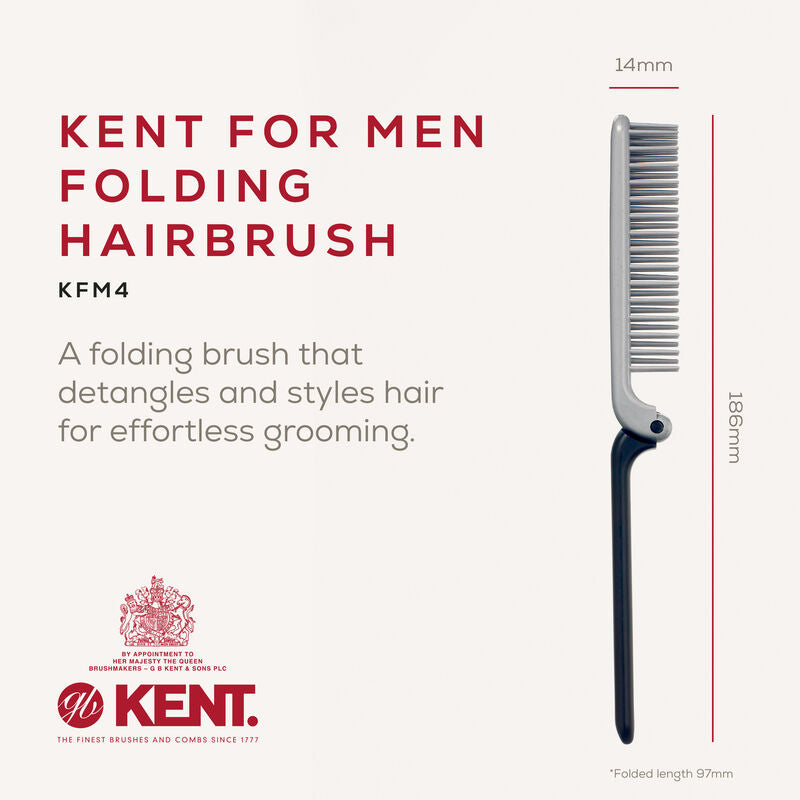 KENT KFM4: Folding Travel Hairbrush for Men