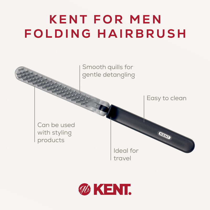 KENT KFM4: Folding Travel Hairbrush for Men