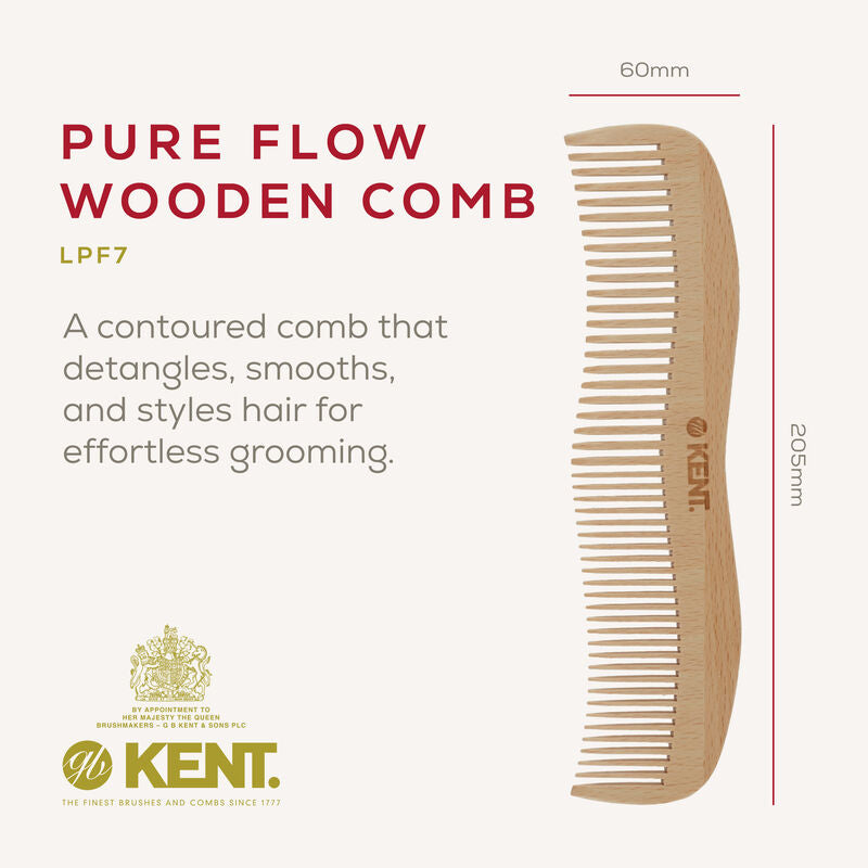 KENT LPF7: Pure Flow Wooden Comb 205mm – Best Comb Hair Awards 2022