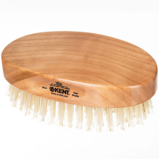 KENT MC4 Pure White Bristle Cherrywood Travel Hairbrush แปรงหวีผมไม้เชอร์รี่