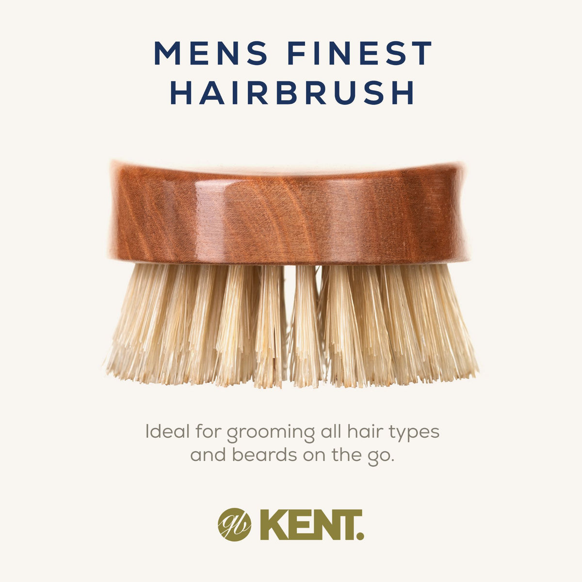 KENT MC4 Pure White Bristle Cherrywood Travel Hairbrush แปรงหวีผมไม้เชอร์รี่