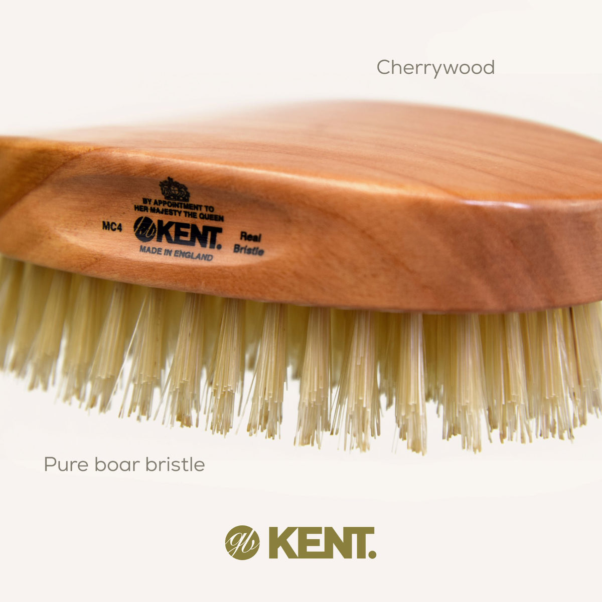 KENT MC4 Pure White Bristle Cherrywood Travel Hairbrush แปรงหวีผมไม้เชอร์รี่
