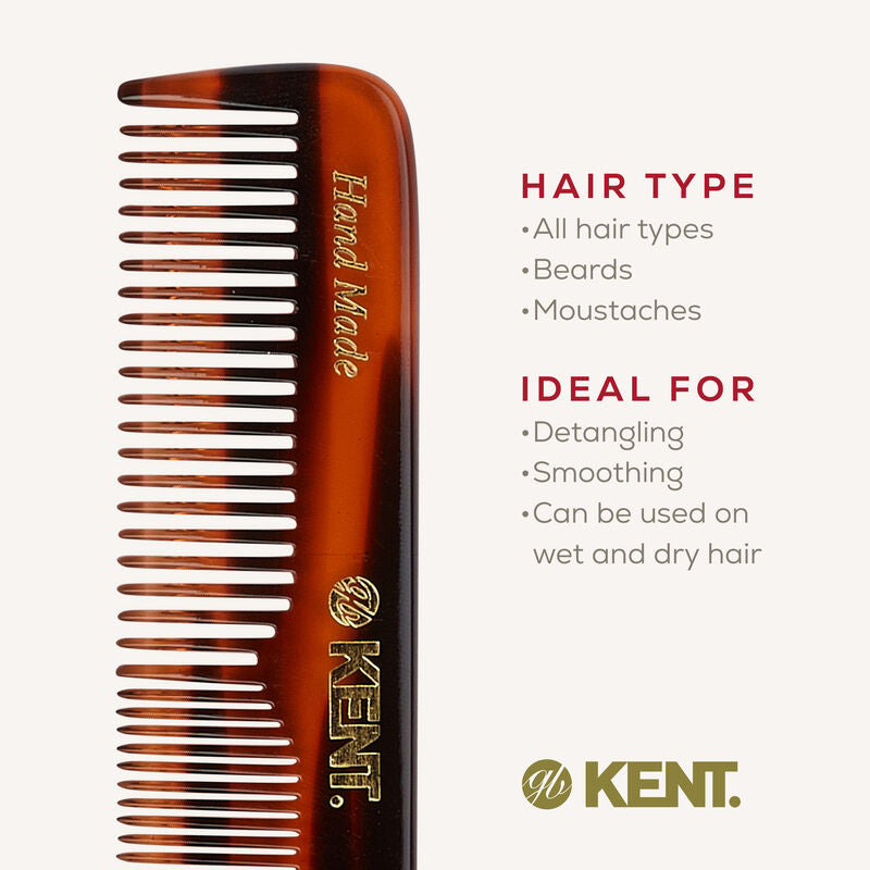 KENT NU19 Handmade Pocket Comb 112mm with Nail File & Leather Case | หวีพกพร้อมตะไบเล็บและซองหนังแท้