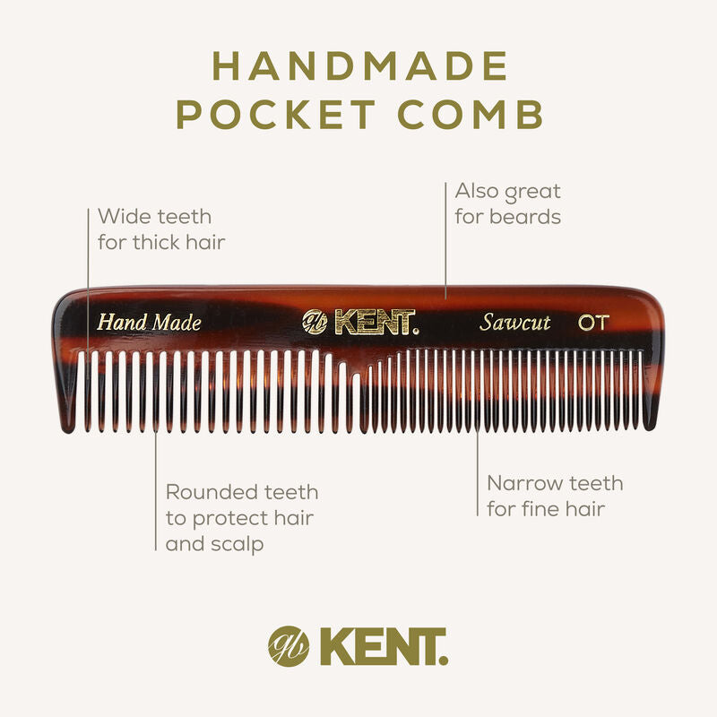 KENT OT: Handmade 112mm Pocket Comb Thick/Fine Hair