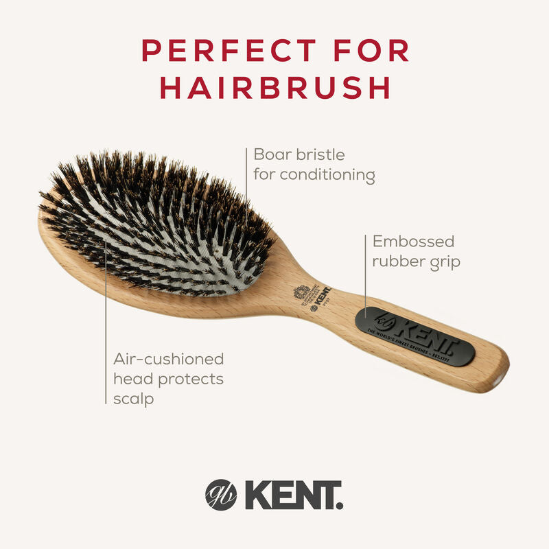 KENT PF07 Perfect For Smoothing Large Cushion Bristle Brush (แปรงขนหมูป่า 100%)