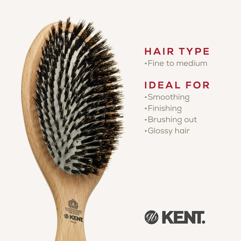 KENT PF07 Perfect For Smoothing Large Cushion Bristle Brush (แปรงขนหมูป่า 100%)