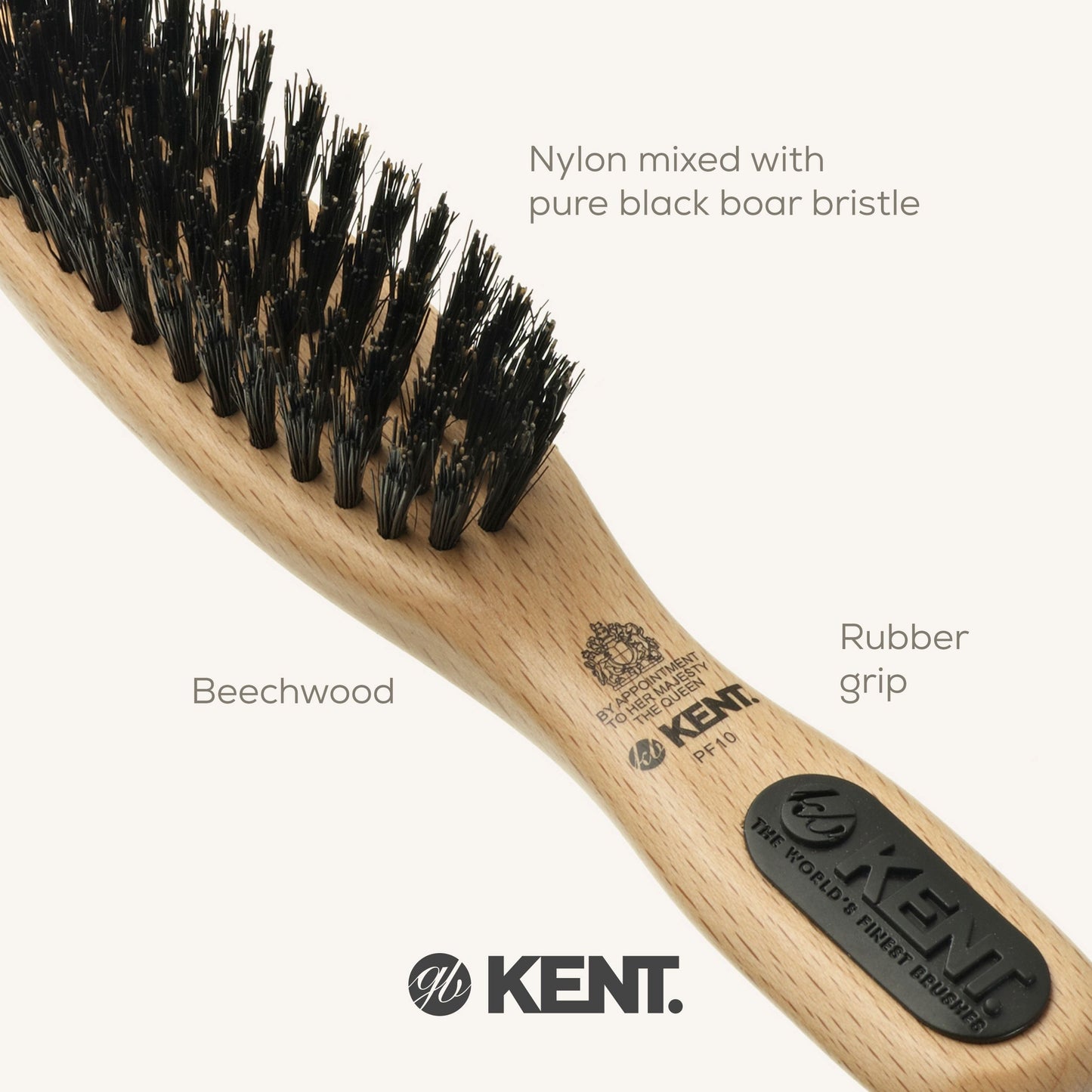 KENT PF10 Small Handbag Size Bristle Nylon Mix Travel Brush