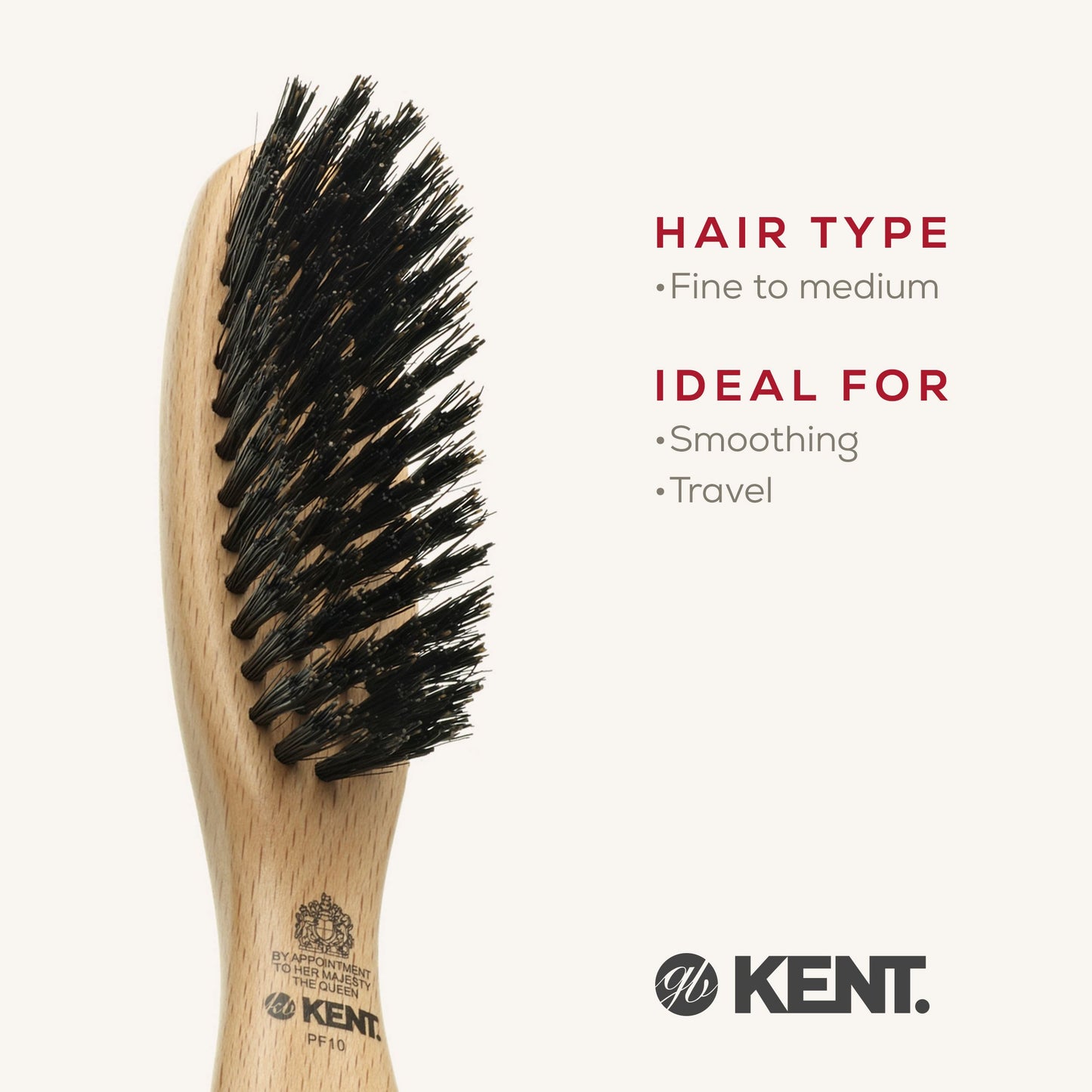 KENT PF10 Small Handbag Size Bristle Nylon Mix Travel Brush