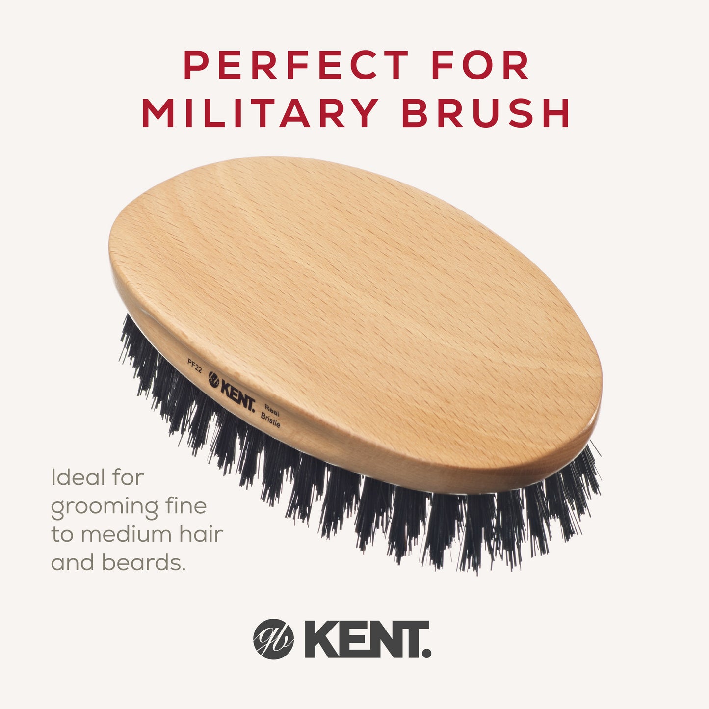 KENT PF22 Military Style Bristle & Nylon Mix Grooming Brush