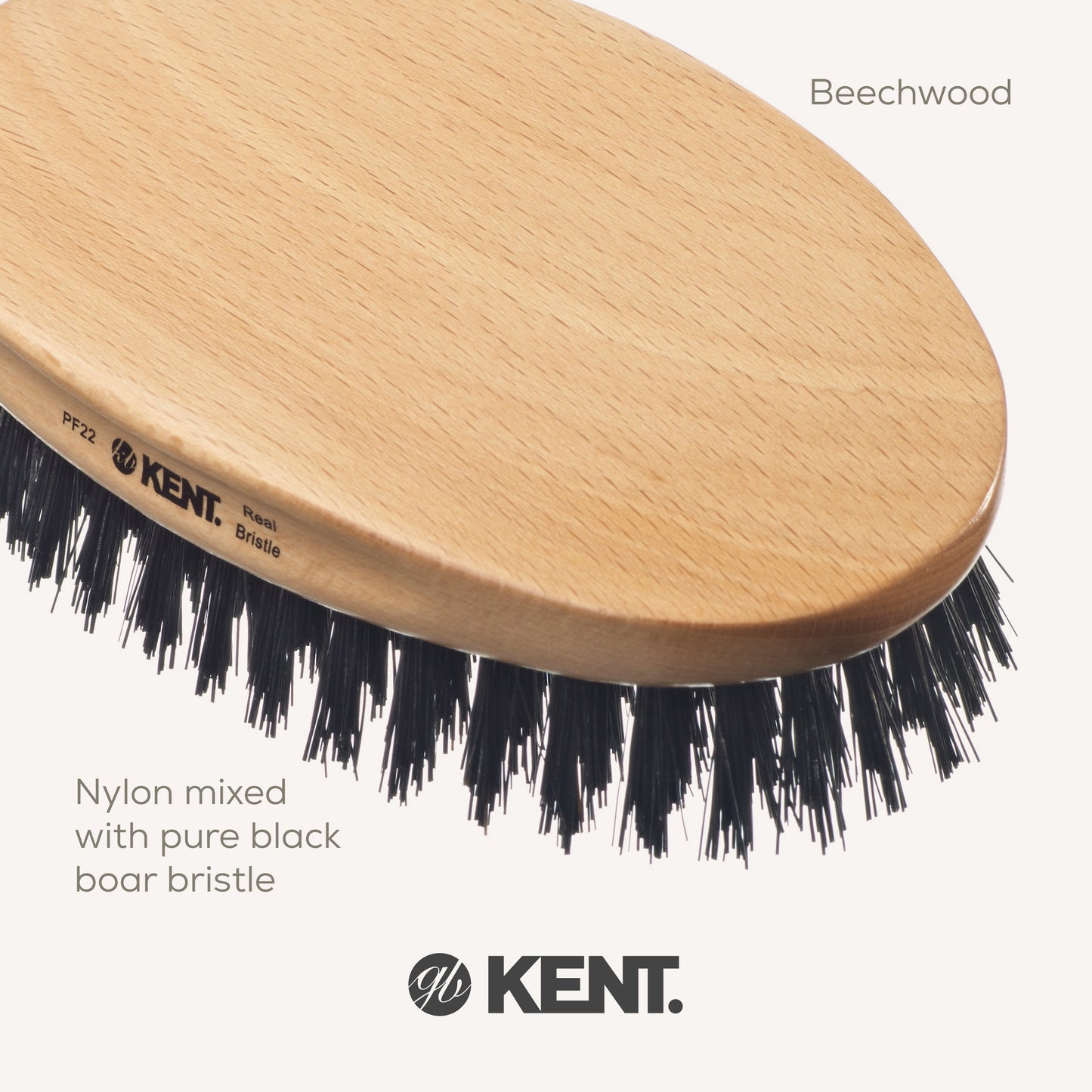 KENT PF22 Military Style Bristle & Nylon Mix Grooming Brush